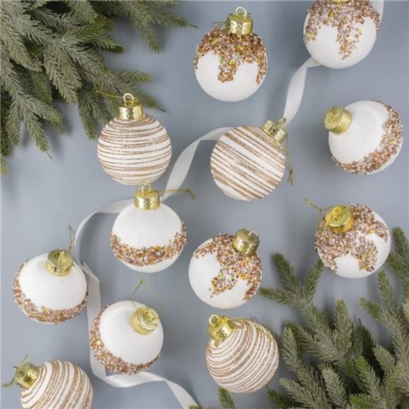 12 Pcs Satin Christmas Balls, Silk Christmas Tree Hanging...